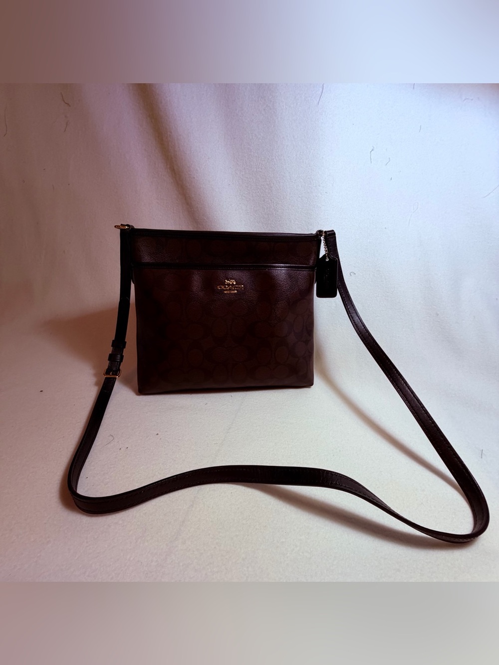 Coach Dark Brown Signature Crossbody Messenger Bag